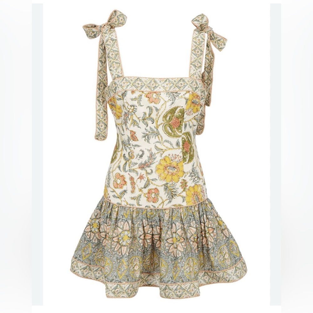 Zimmermann Edie Tie Mini Dress (Cream Paisley) – Size 1